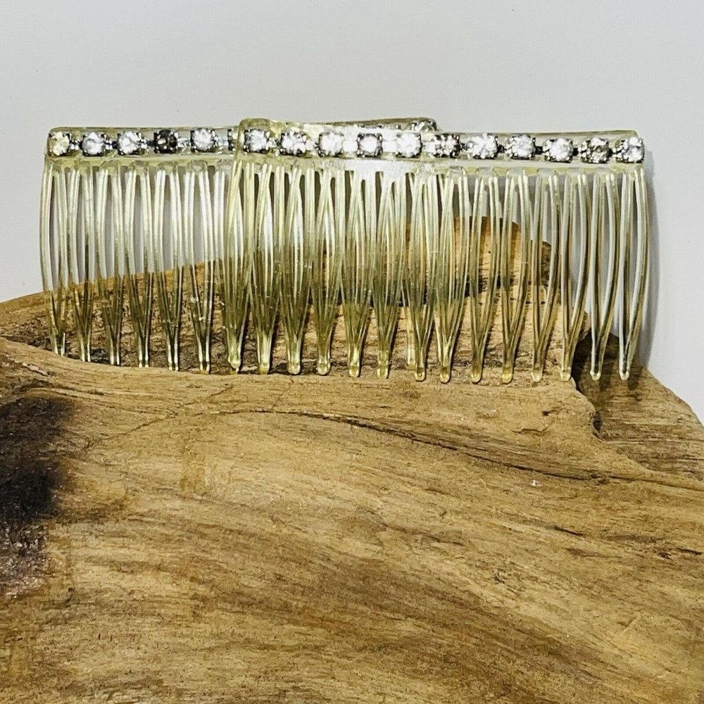 Vintage Hair Combs Rhinestone Side Combs 1980's Retro Lot of 2 Hair Pins